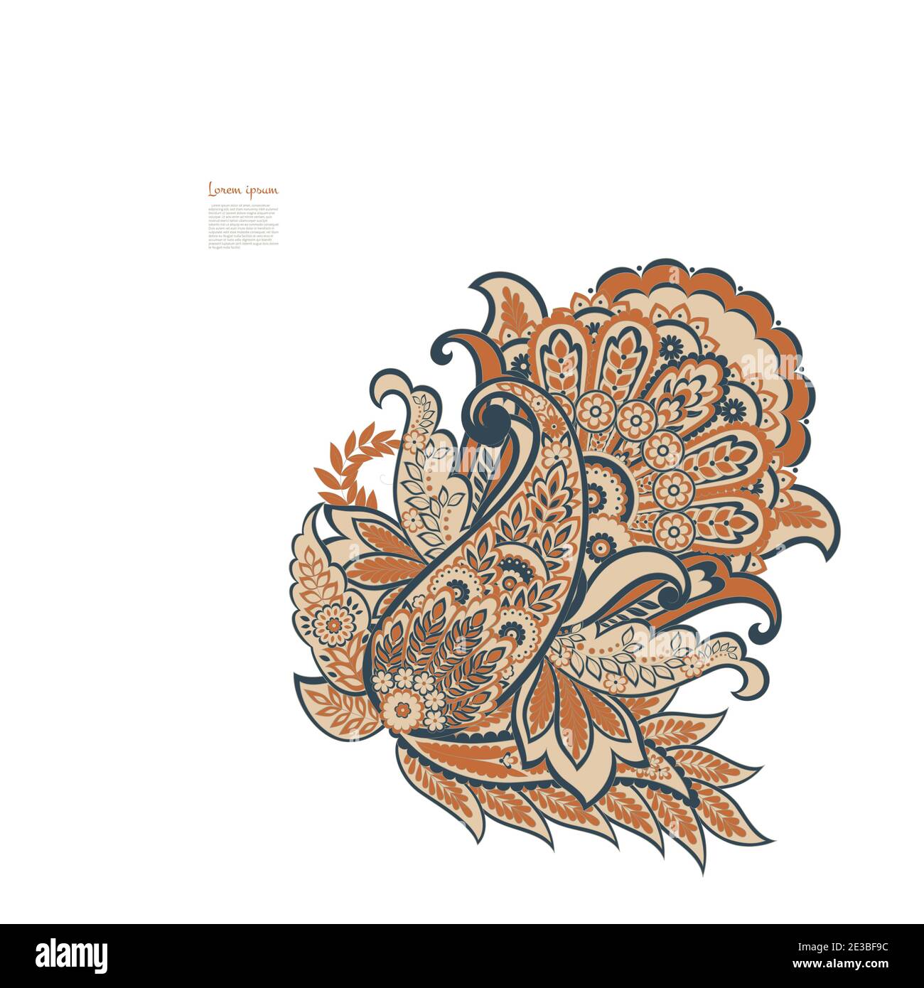 Vector Paisley pattern in floral indian style Stock Vector