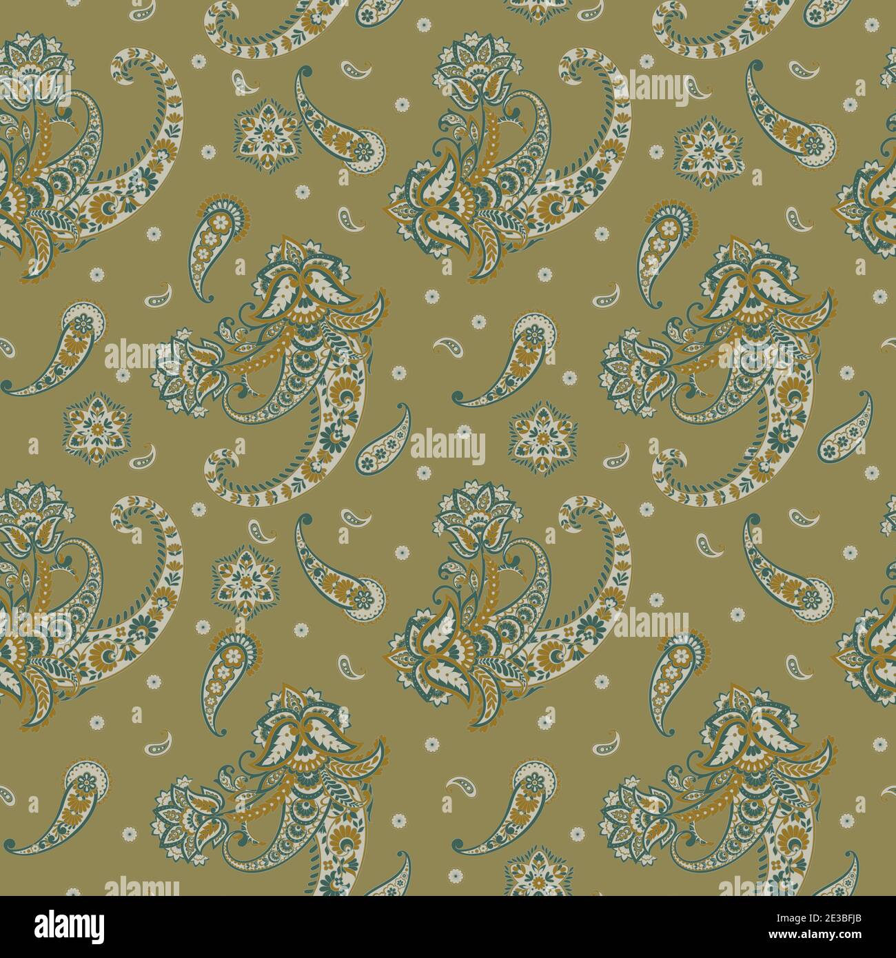 Paisley Vector Pattern. Seamless Floral Textile Background Stock Vector
