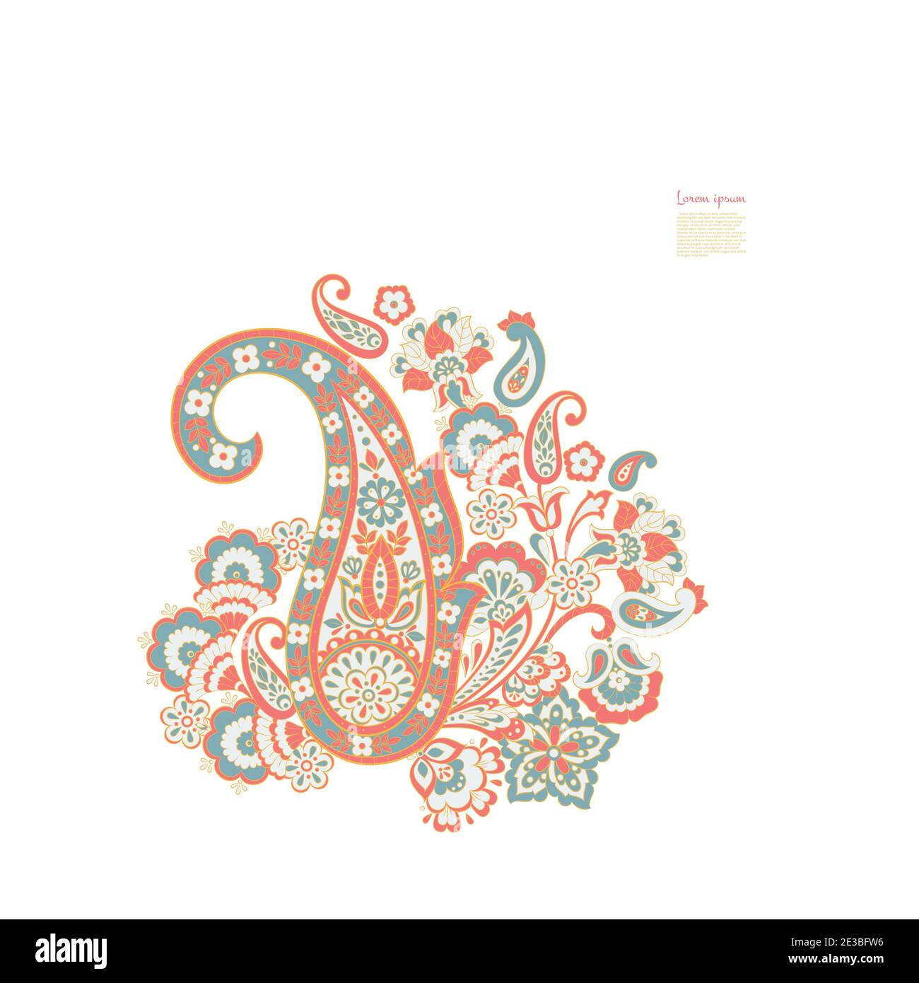 Paisley vector isolated pattern. Damask style Vintage illustration Stock Vector