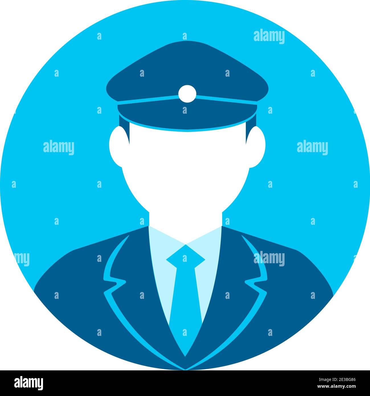 Circular worker avatar icon illustration (upper body) /  police man, bus driver Stock Vector