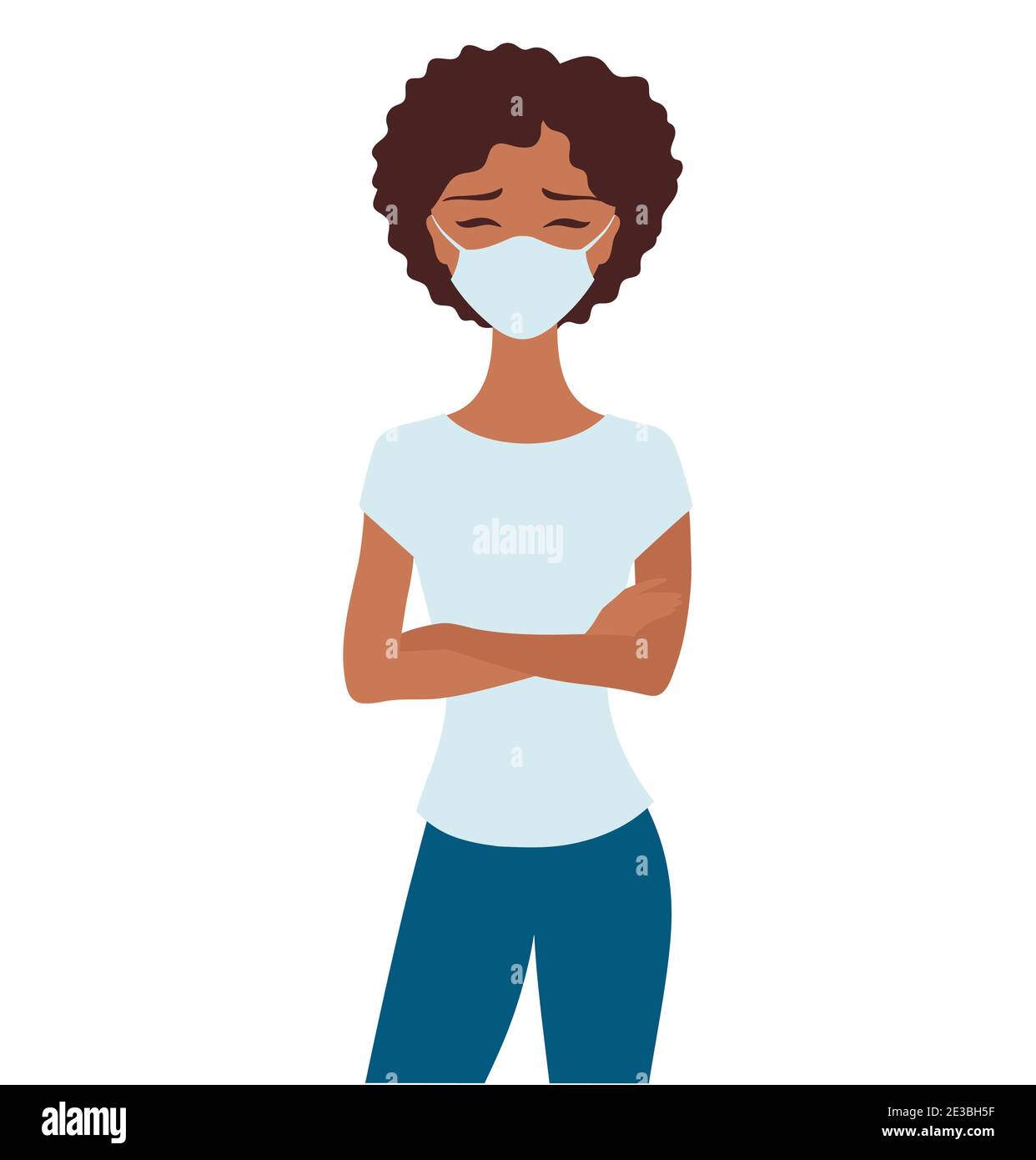 Portrait of an afro american with a mask. Stock Vector