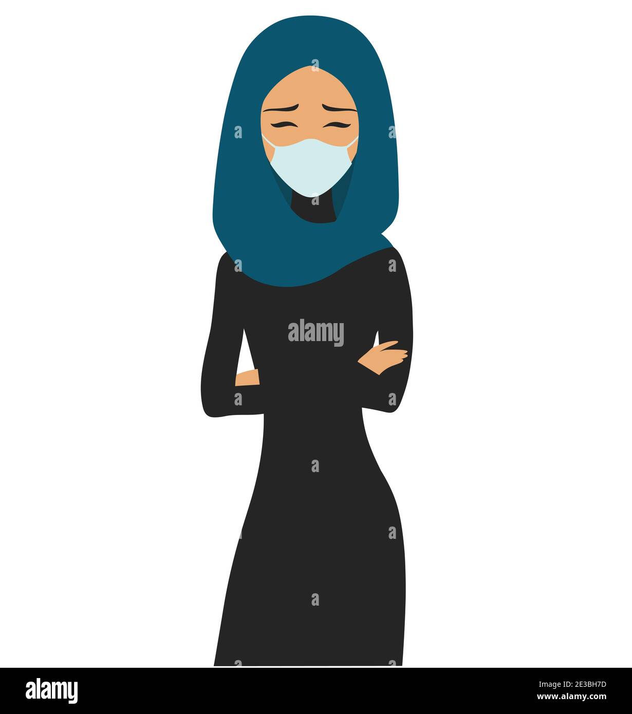 Portrait of an arab woman with a mask.  Stock Vector