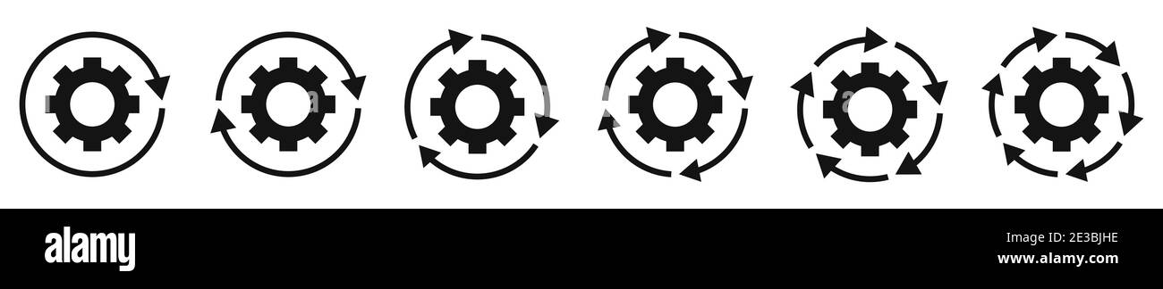 Workflow icon. Set of abstract black gears with arrows. Vector illustration. Conceptual icon Stock Vector