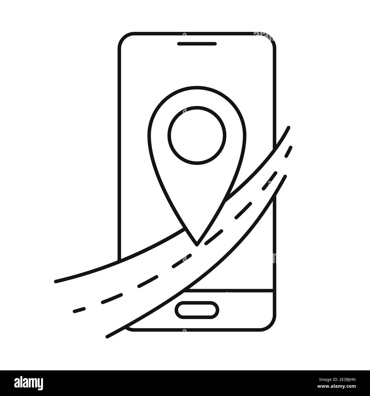 Smartphone with road icon. Mobile navigation app. Vector illustration. Conceptual icon Stock Vector