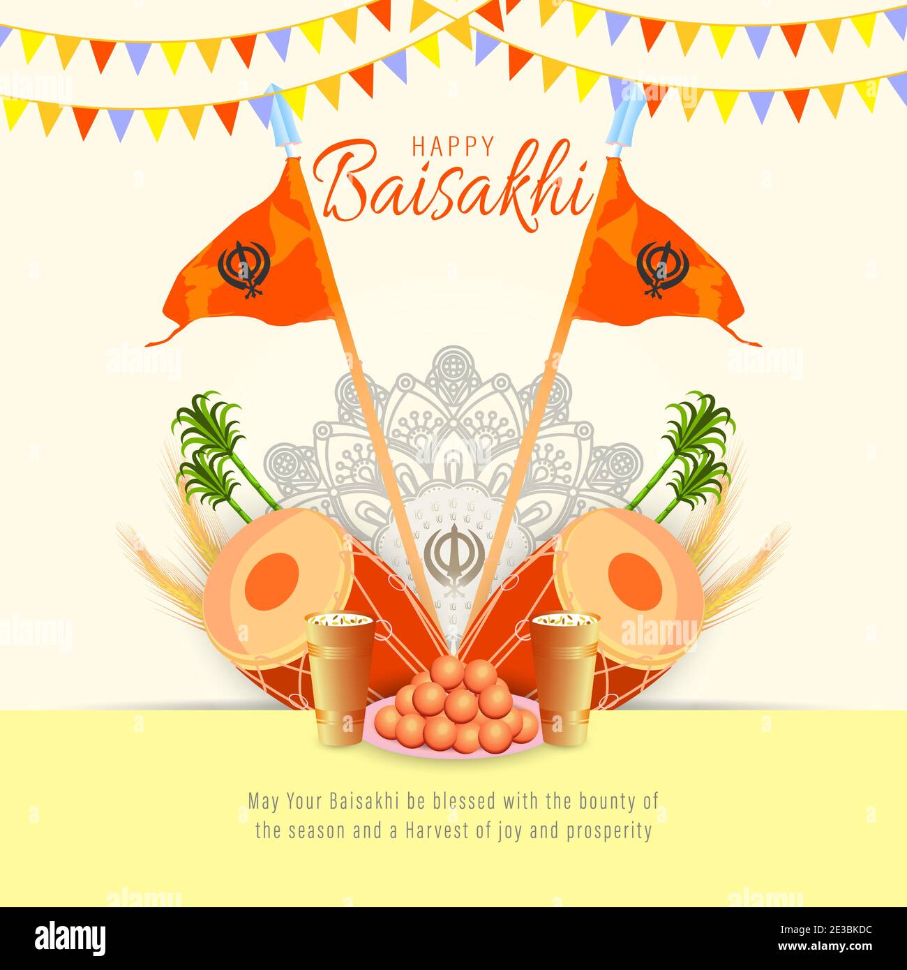 Vector Illustration Of Happy Baisakhi Celebration. Vaisakhi, also known