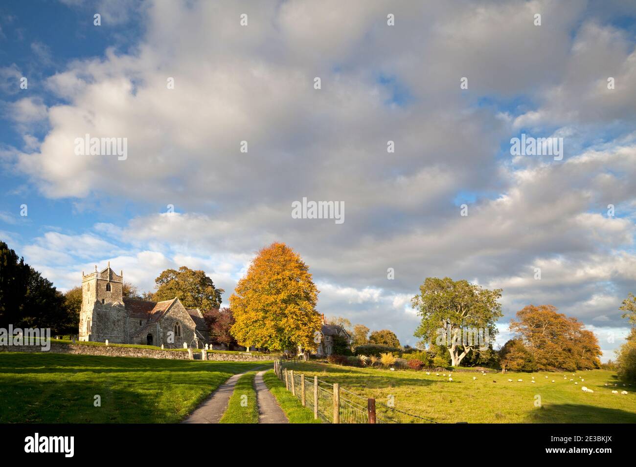 St Mary's Church in the village of Alvediston in Wiltshire. Stock Photo