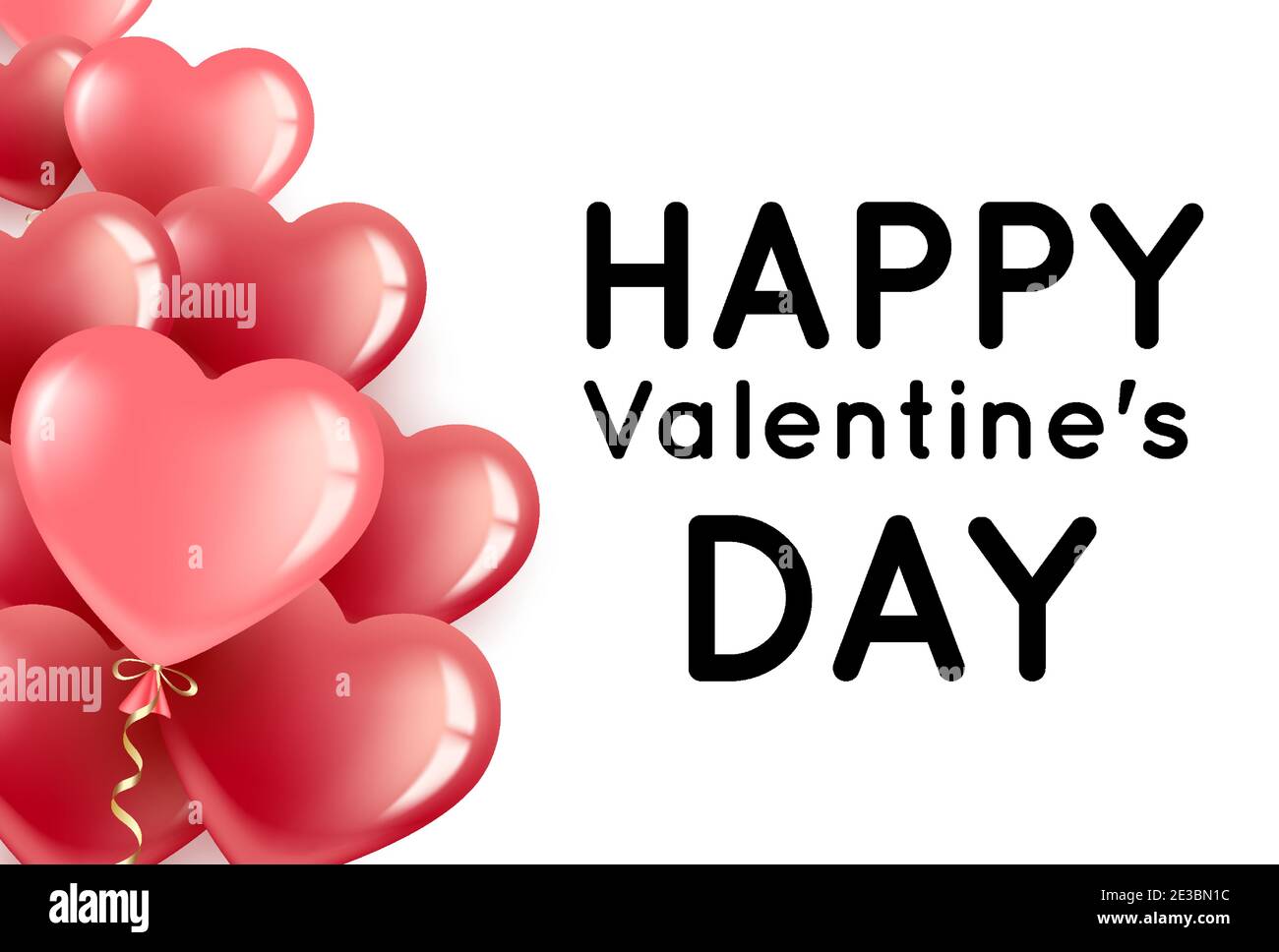 Valentine s card with red and pink heart-shaped balloons and place for ...