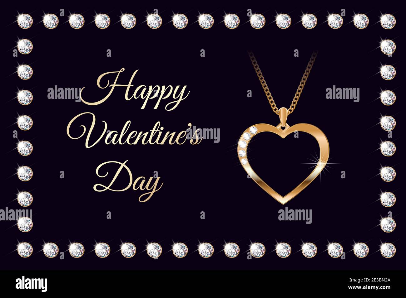 Banner with a pendant in the shape of a heart. Valentine s day gift. A beautiful piece of jewelry. Expensive necklace. With a frame of sparkling stone Stock Vector