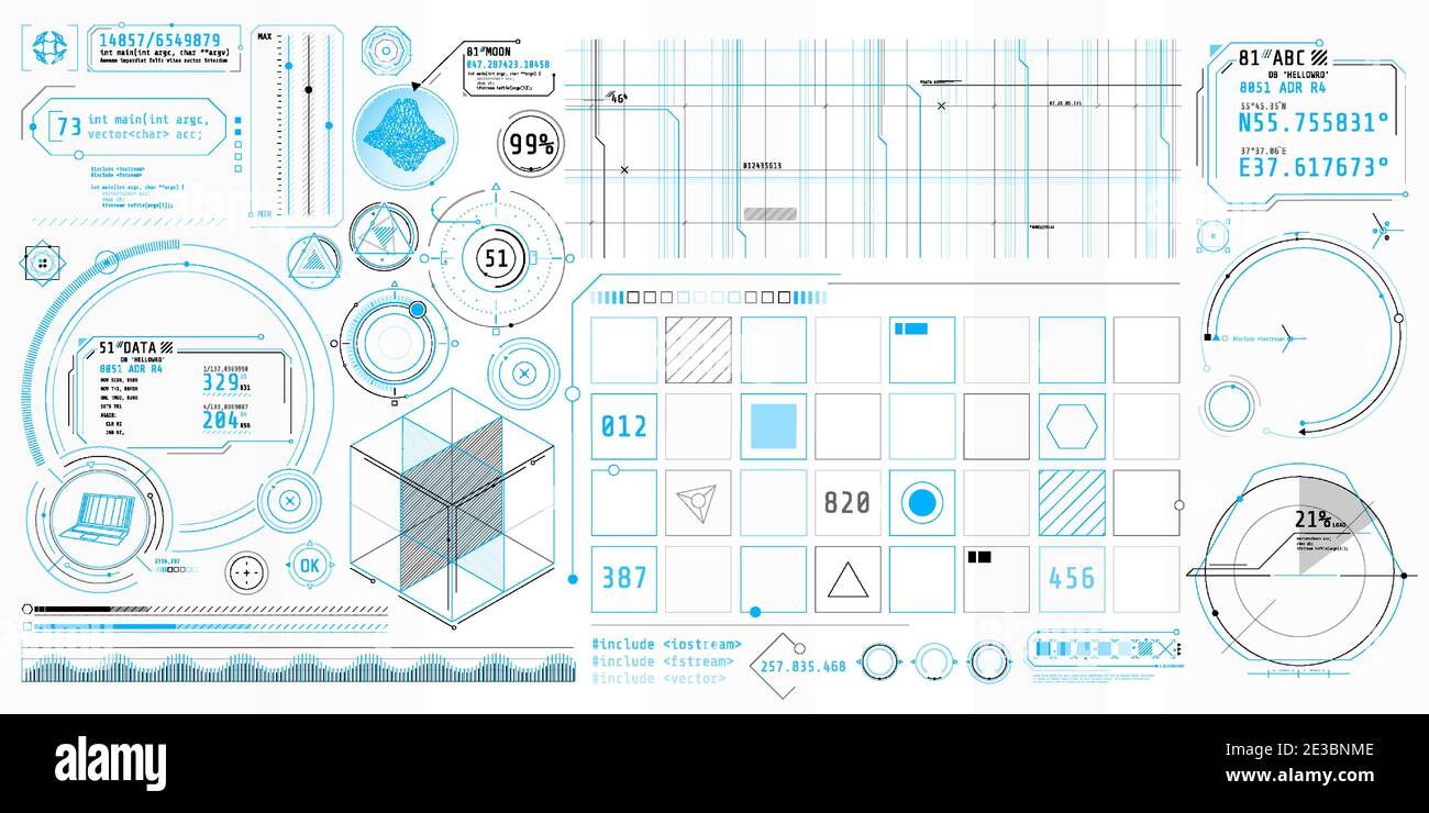 A set of thin elements on the topic of Data Control. Stock Vector
