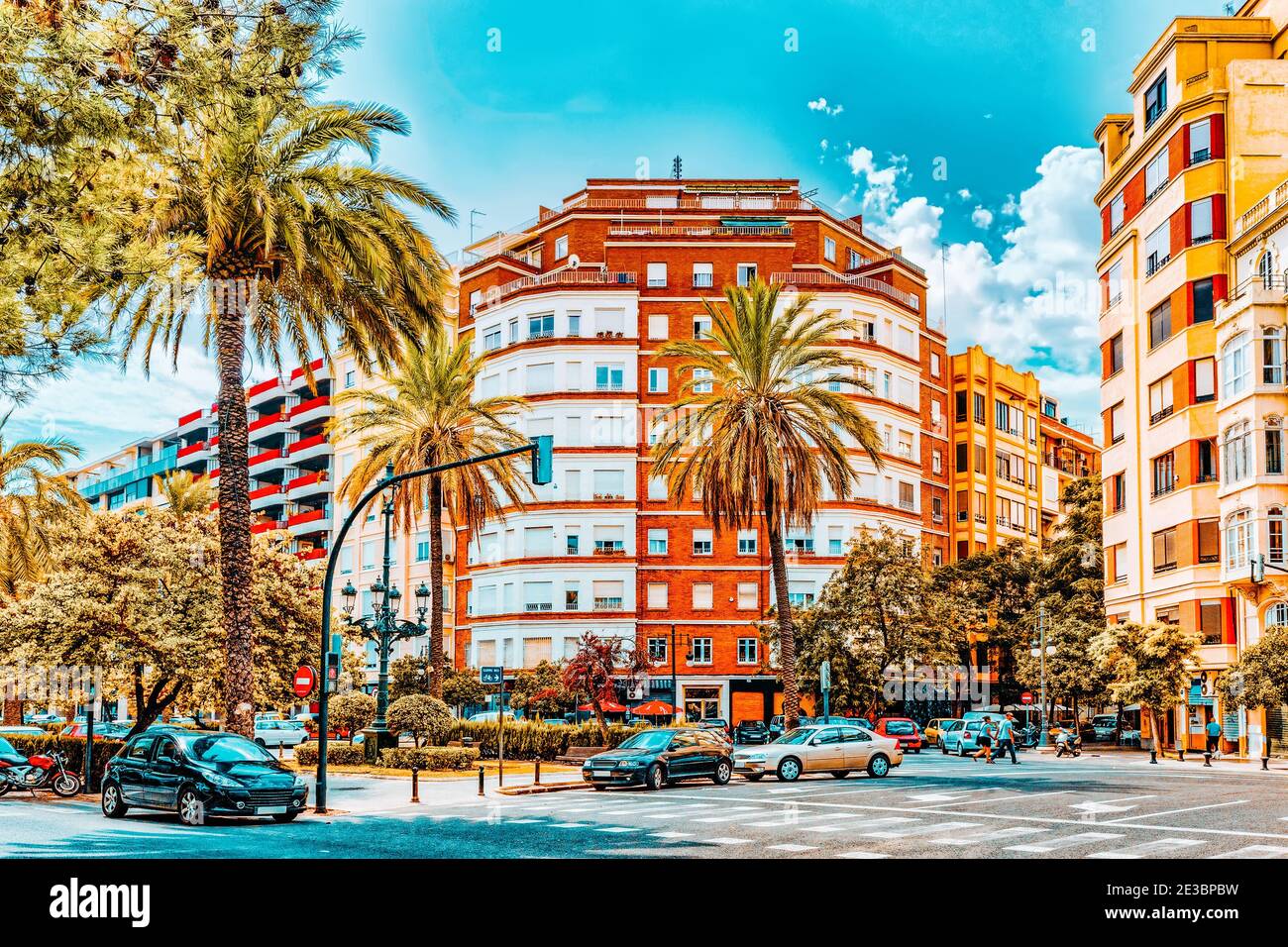 Cityscape of Valencia third size population city in Spain Stock Photo