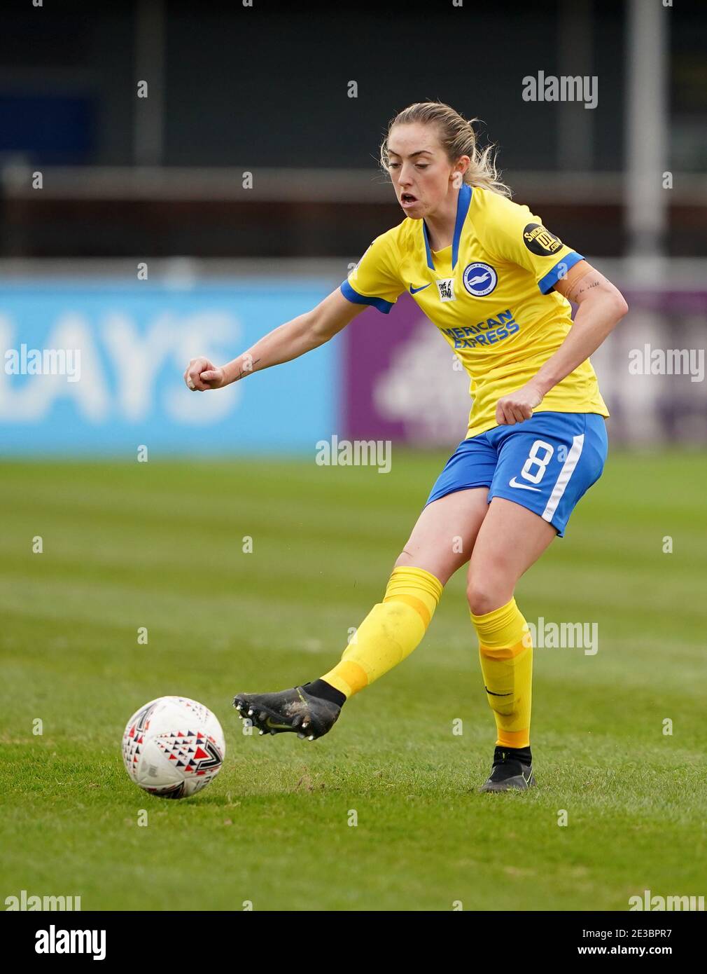 Brighton and Hove Albion's Megan Connolly during the FA Women's Super League match at SportNation.bet Stadium, Birmingham. Stock Photo