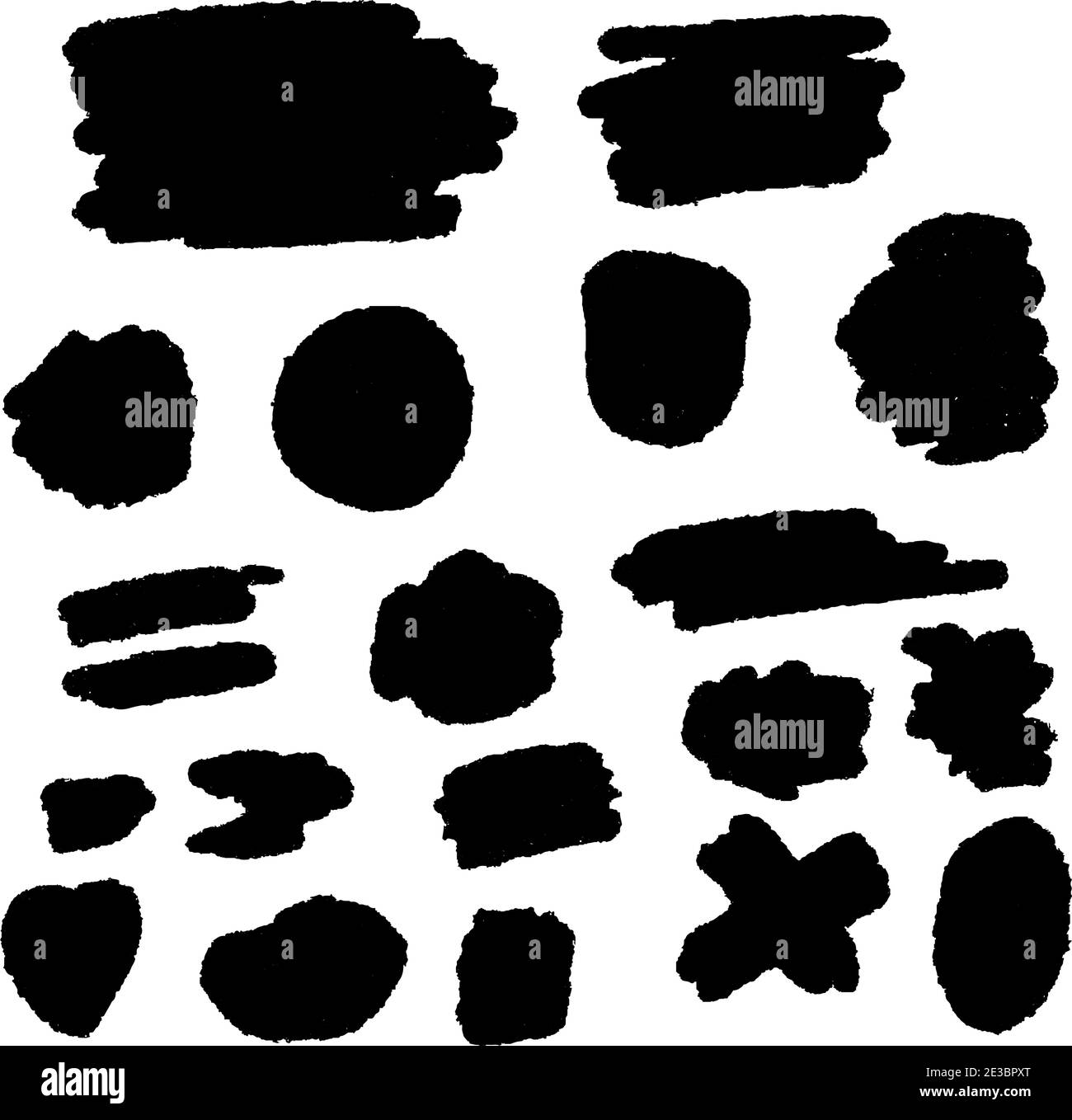 Black grunge brush stroke template set collection boxes isolated on ...
