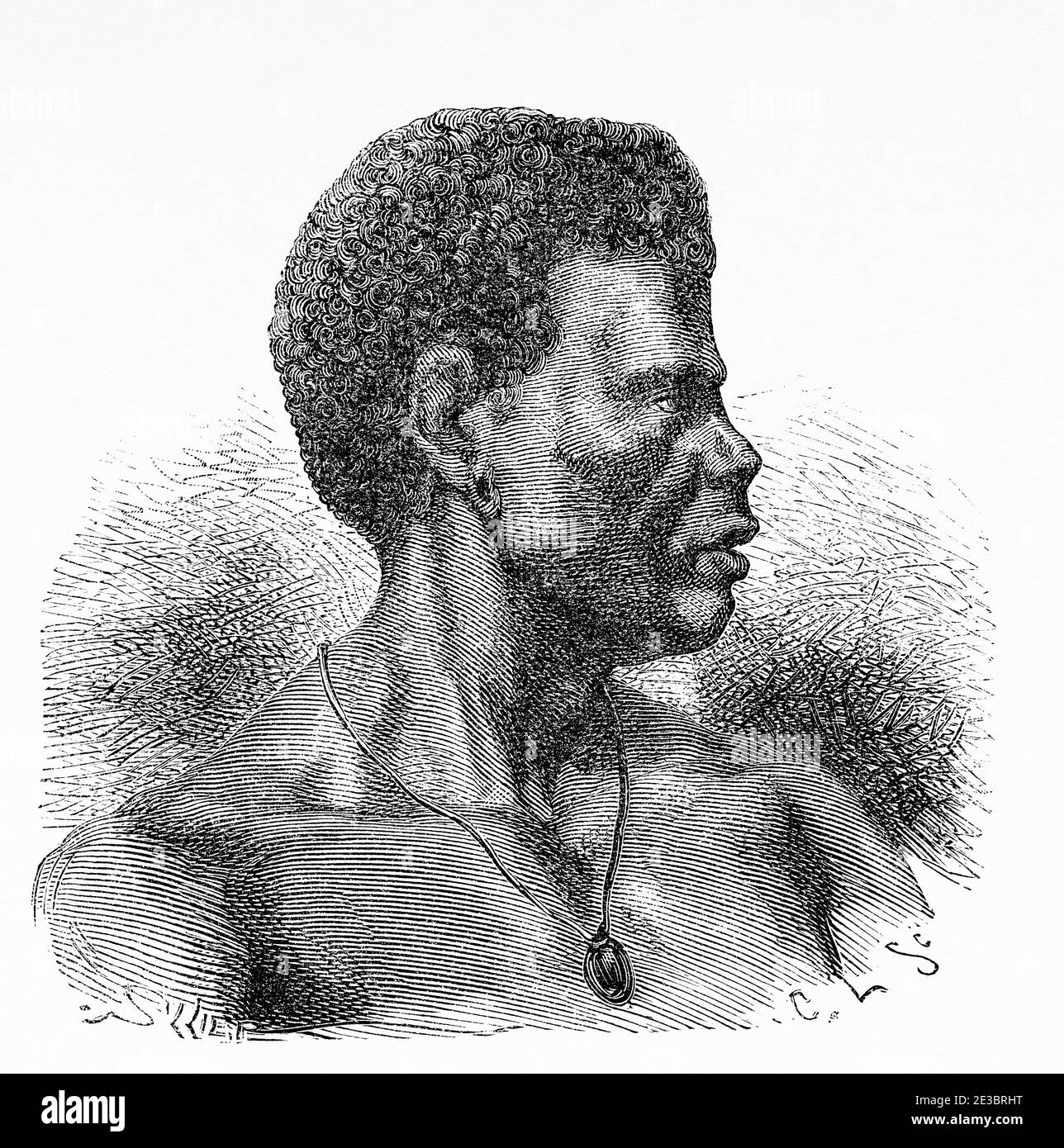 Dorey Island Indigenous, Papua New Guinea, Indonesia, Asia. Old engraving illustration, The Malay Archipelago by Alfred Russell Wallace Stock Photo