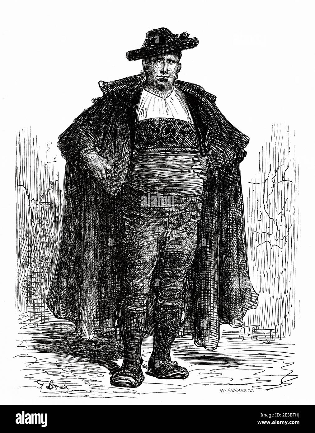 A charro, typical character dressed in traditional clothing native from the Province of Salamanca. Castile and Leon, Spain, Europe. Old 19th century engraved illustration, El Mundo en la Mano 1878 Stock Photo