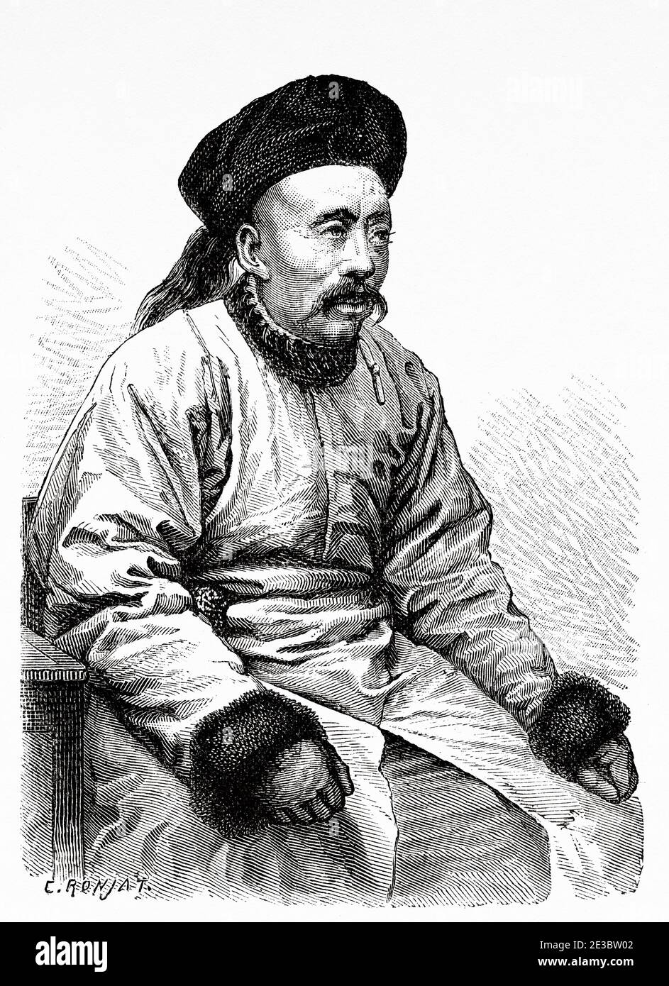 Uene-Siang of the Hanlin Academy. vice president of the great council of the chinese empire, Beijing, China. Old 19th century engraved illustration, Trip to Beijing and North China 1873 Stock Photo