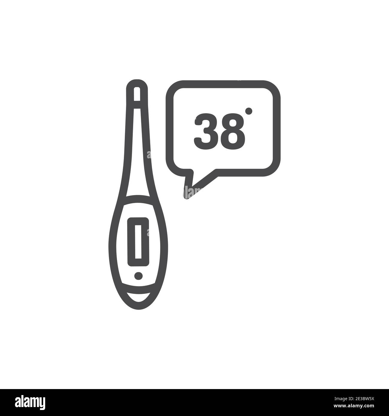 Thermometer measures temperature black line icon. Isolated vector element. Outline pictogram for web page, mobile app, promo. Stock Vector