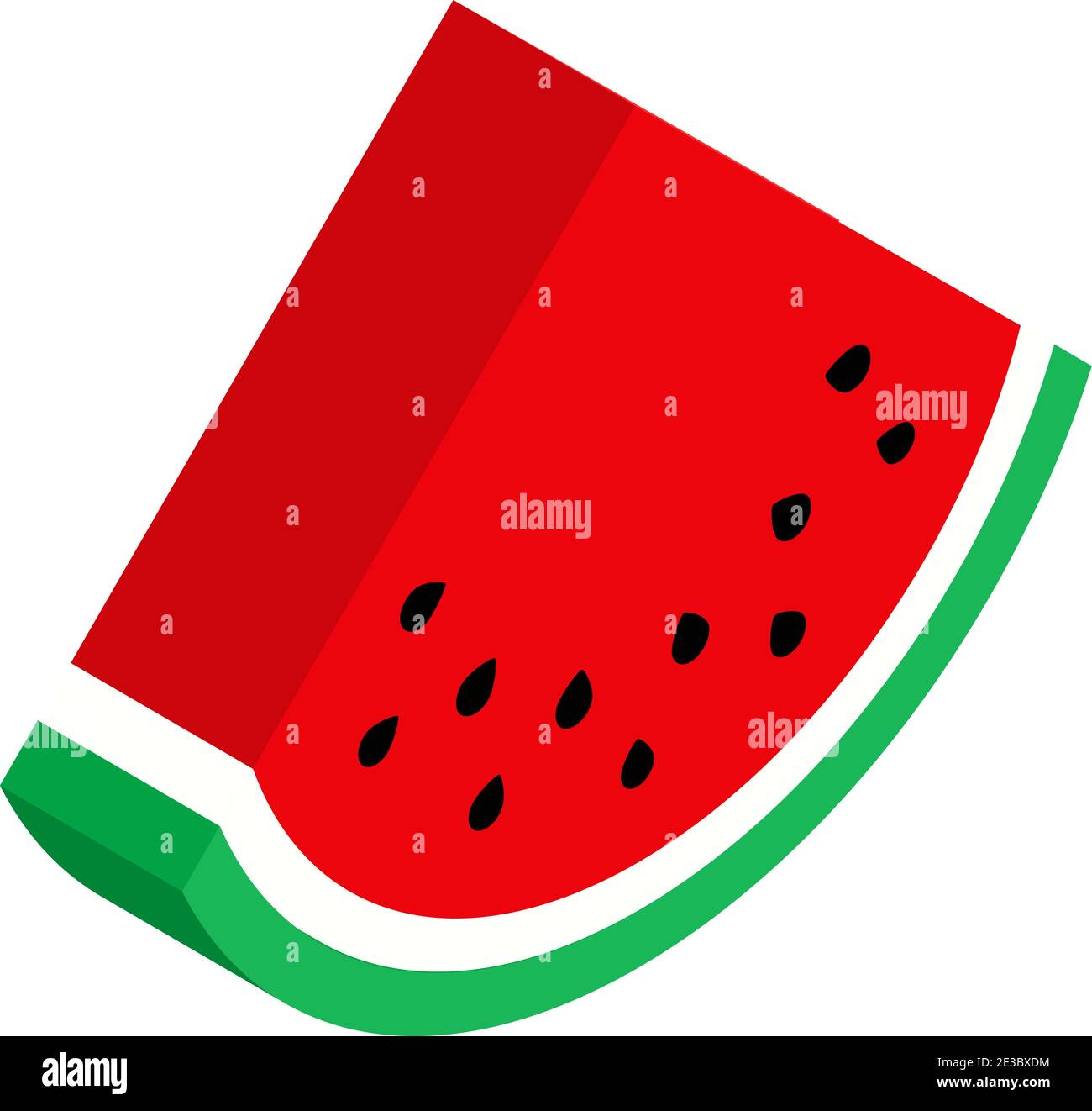 Red isometric watermelon isolated on white background, flat style. Vector illustration Stock Vector