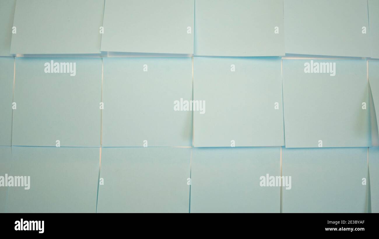 Blue stickers background. Empty paper sticky, notepapers Stock Photo