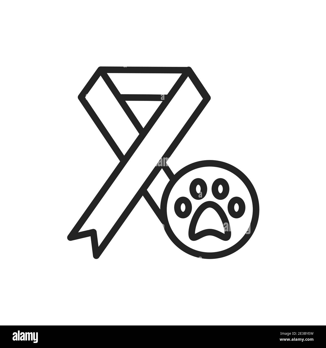 Veterinary oncology black line icon. Isolated vector element. Outline pictogram for web page, mobile app, promo. Stock Vector