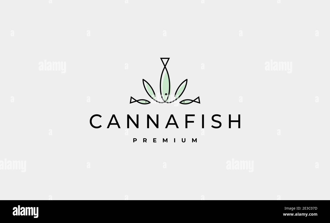Cannabis Fish Logo Design Vector Illustration Stock Vector