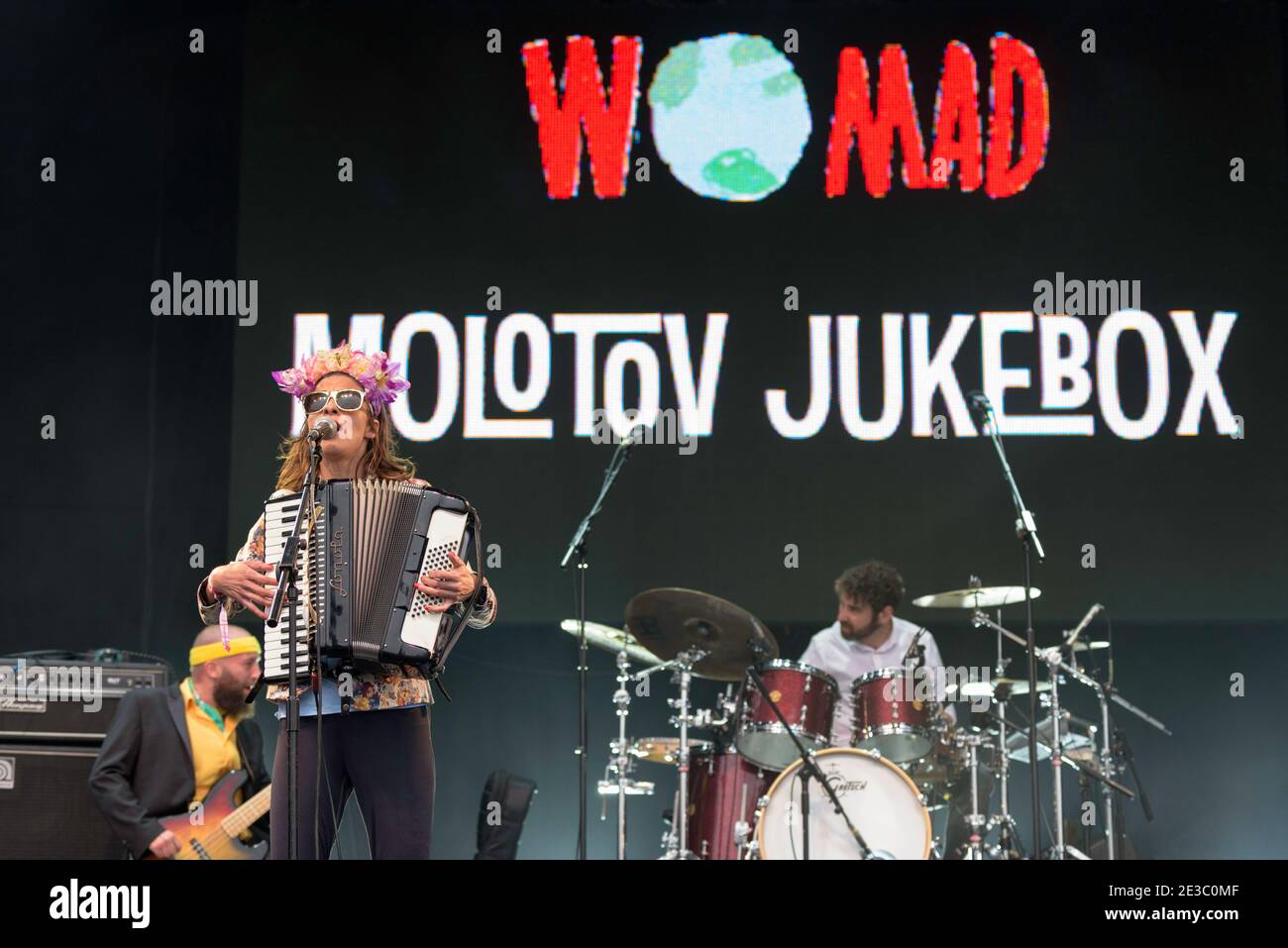 Molotov Jukebox performing at the Womad Festival, Charlton Park, UK. July 24, 2015 Stock Photo