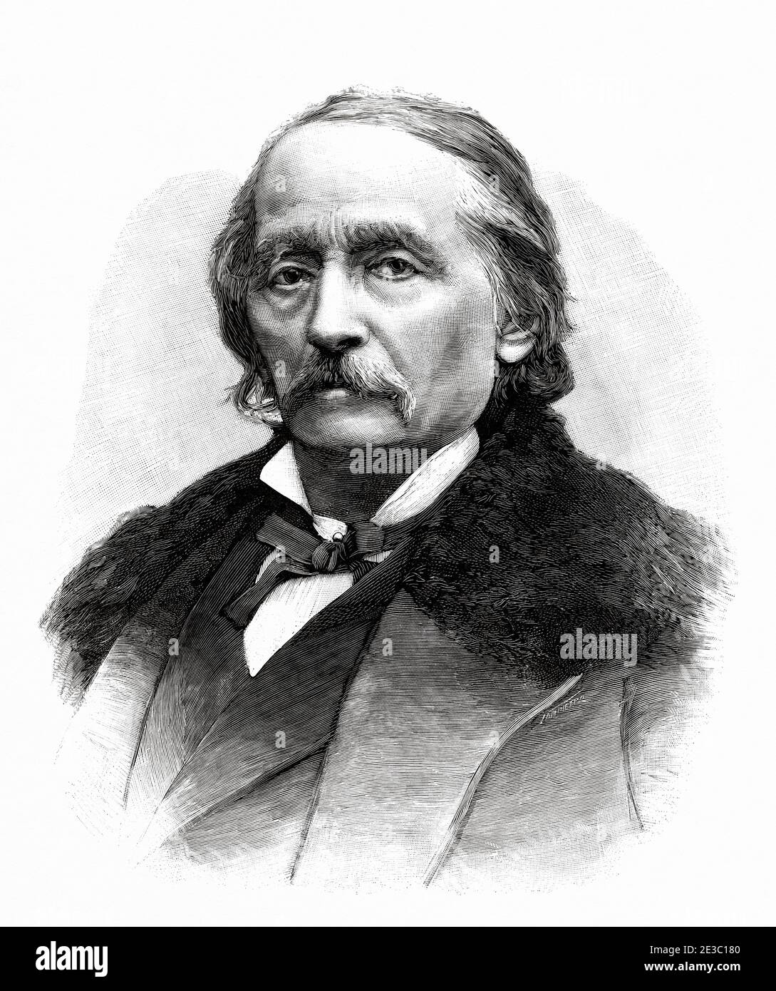 Portrait of Cesare Cantu (1804-1895), Italian historian, scholar and politician, founder of the Lombard Historical Archive and parlamentary deputy of the Kingdom of Italy. From La Ilustracion Española y Americana 1895 Stock Photo