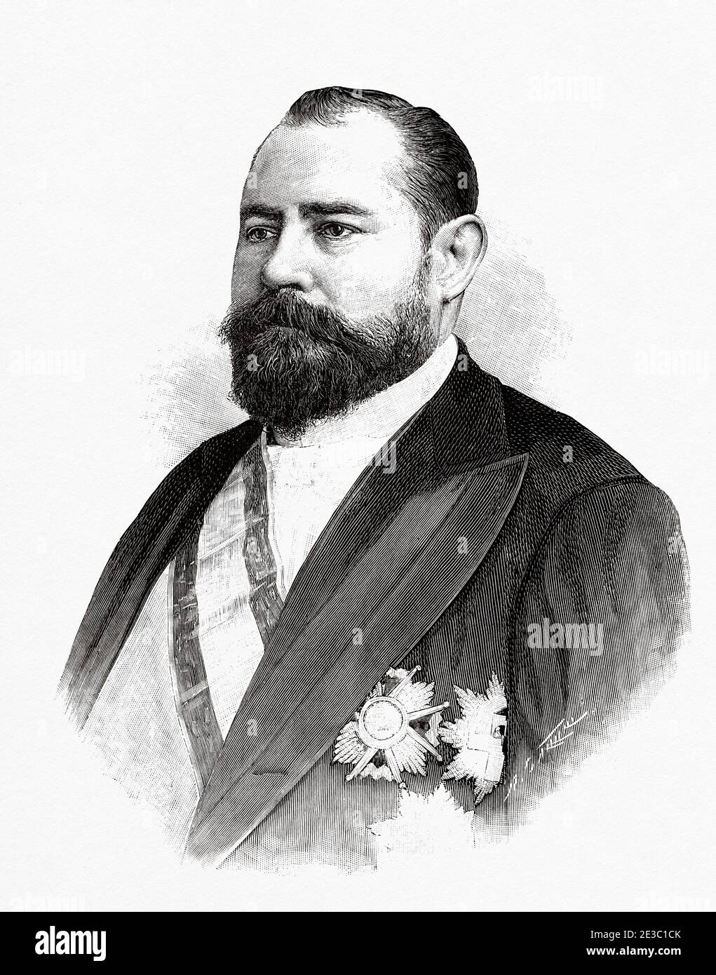 Ramón Herrera y Gutiérrez (1850 - 1896) III Count de la Mortera, Spanish businessman and politician, head of the Reformist Party of Cuba. From La Ilustracion Española y Americana 1895 Stock Photo