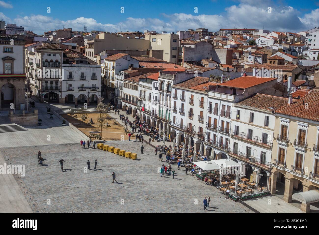 Cáceres UNESCO World Heritage Site is a city of Spain in Extremadura, walled town famous for Torre del Bujaco, & Los Golfines de Abajo Palace Stock Photo