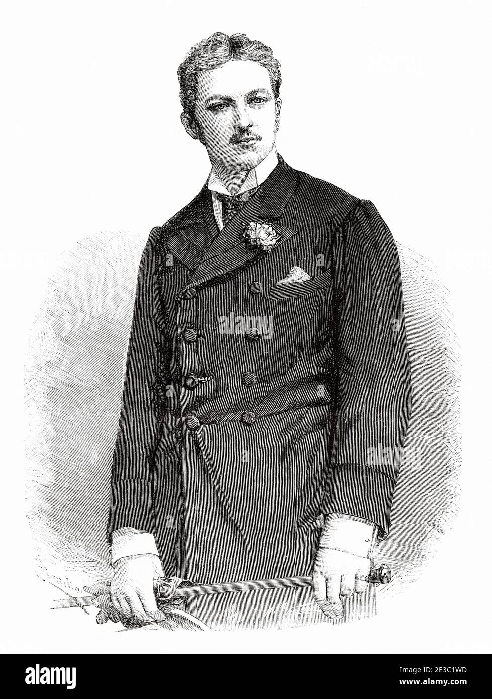 Portrait of Portrait of Louis Philippe Robert of Orleans (Twickenham 1869 - Palermo 1926) known to his supporters as Louis Philippe III or Philip VIII. Old XIX century engraved illustration from La Ilustracion Española y Americana 1890 Stock Photo