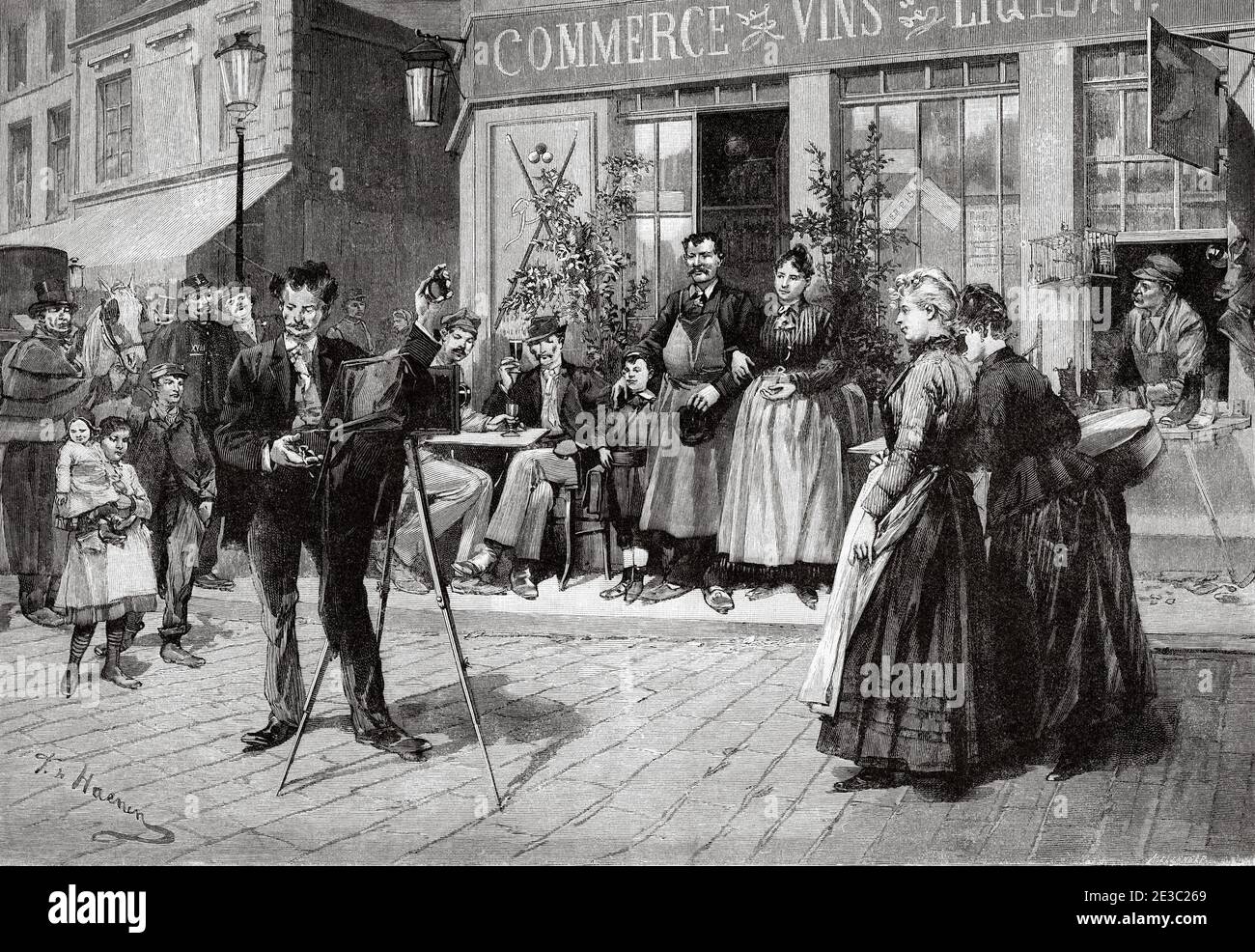 Street photographer. 19th century. Paris. France. Recorded in 