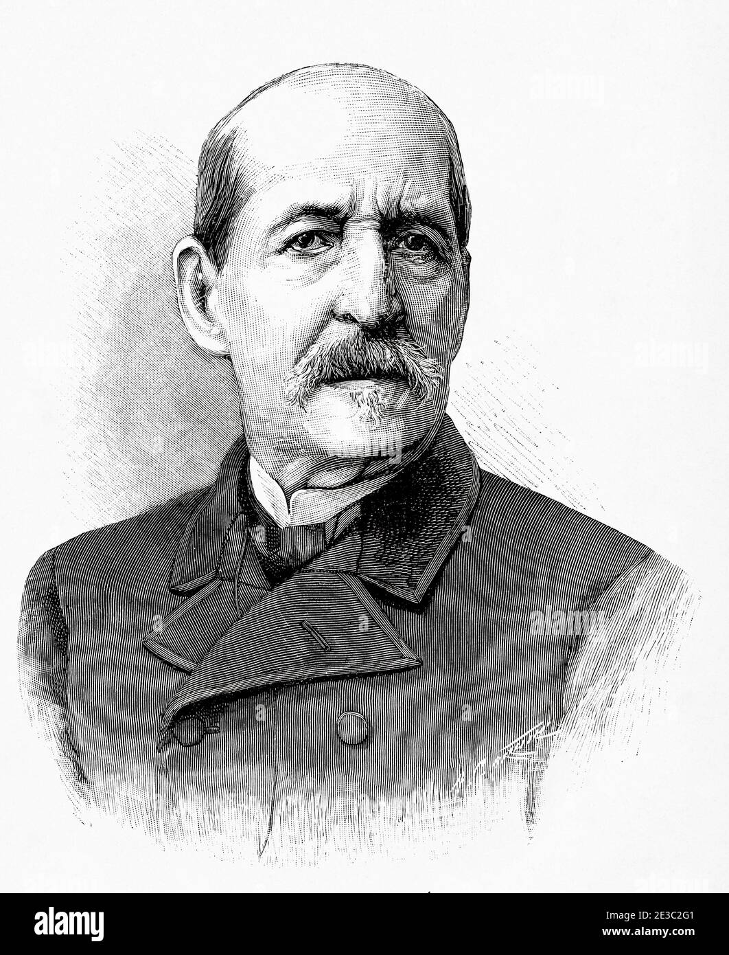 Portrait of Germán Hernández Amores (Murcia 1823-1894) was a Spanish painter of the 19th century, Spain. Europe. Old XIX century engraved illustration from La Ilustracion Española y Americana 1894 Stock Photo