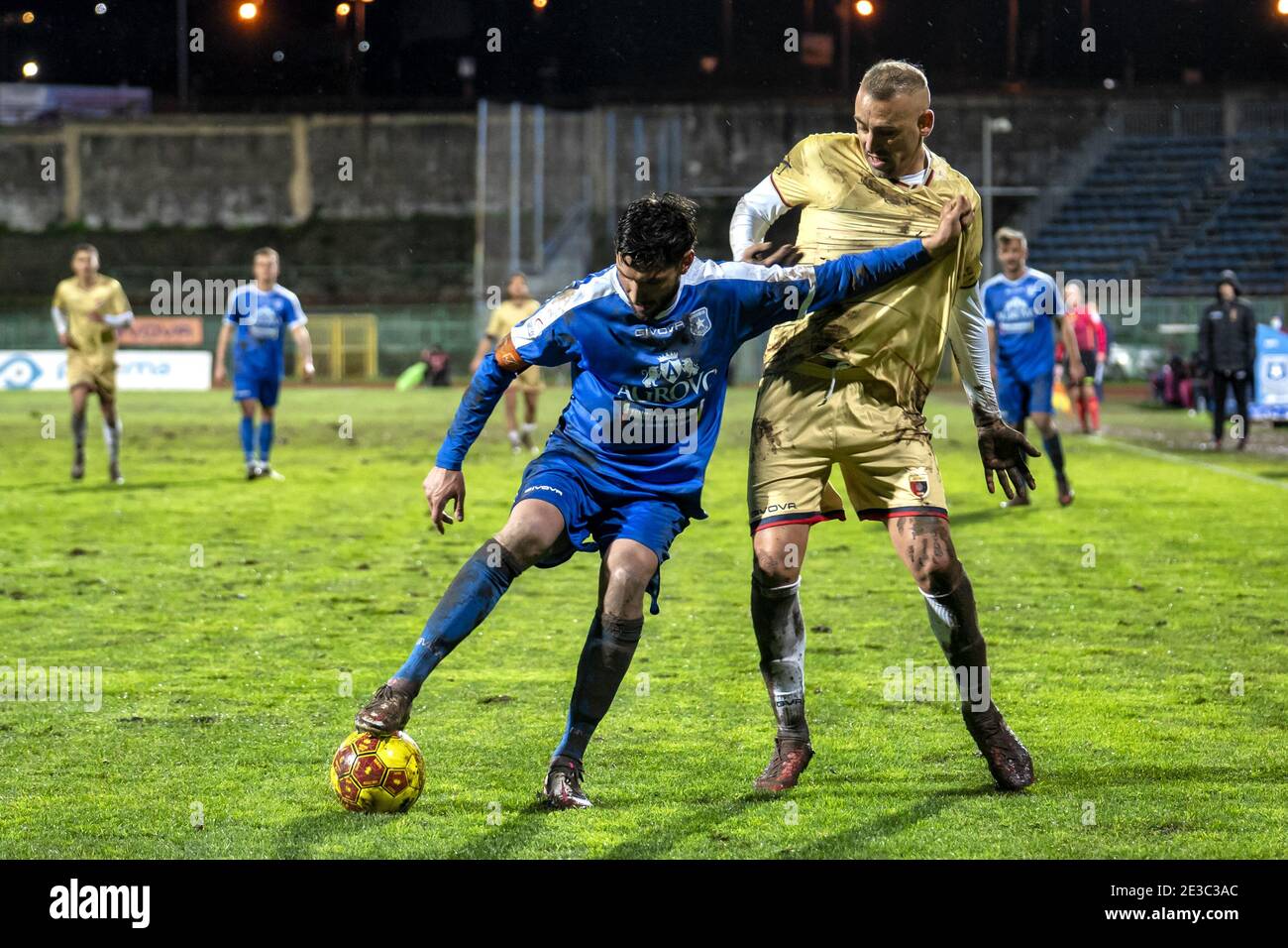 Pagani, Italy. 17th Jan, 2021. Marco Schiavino (23) Paganese Calcio 1926  and Luigi Castaldo (10) Casertana FC in action during the match.The Serie C  match between Paganese and Casertana FC at the