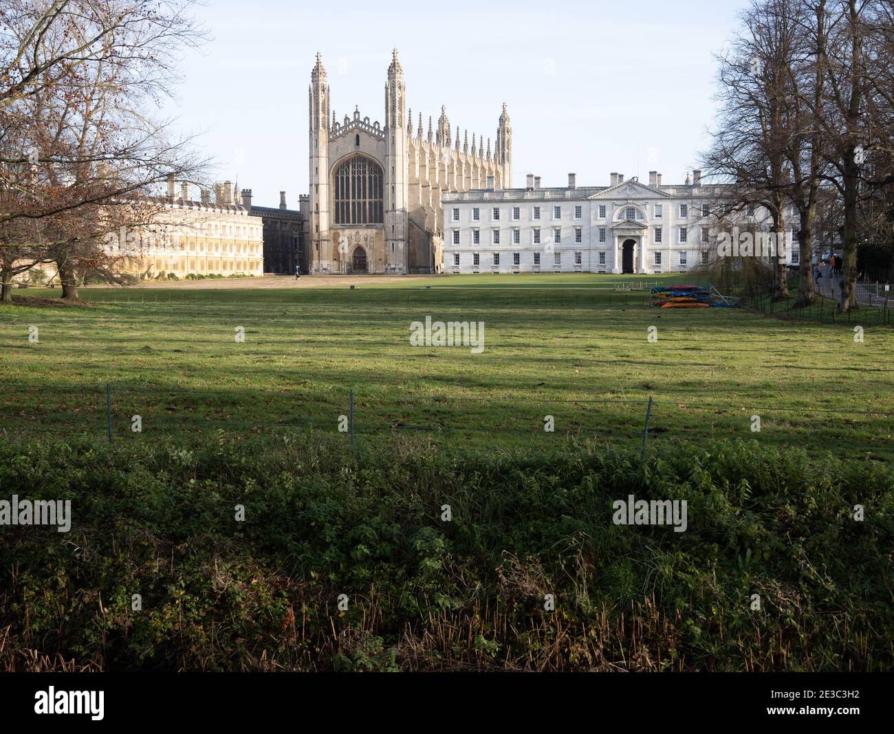 The Backs in Cambridge showing the ironic Kings College Chapel England Stock Photo