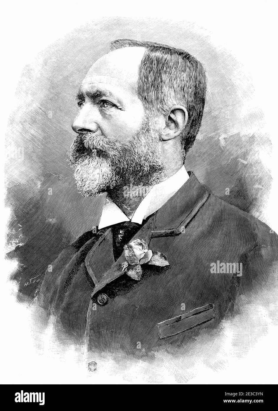 Portrait of Louis-Philippe Albert of Orleans, Count of Paris (1838-1894) King of the French. France. Old XIX century engraved illustration from La Ilustracion Española y Americana 1894 Stock Photo