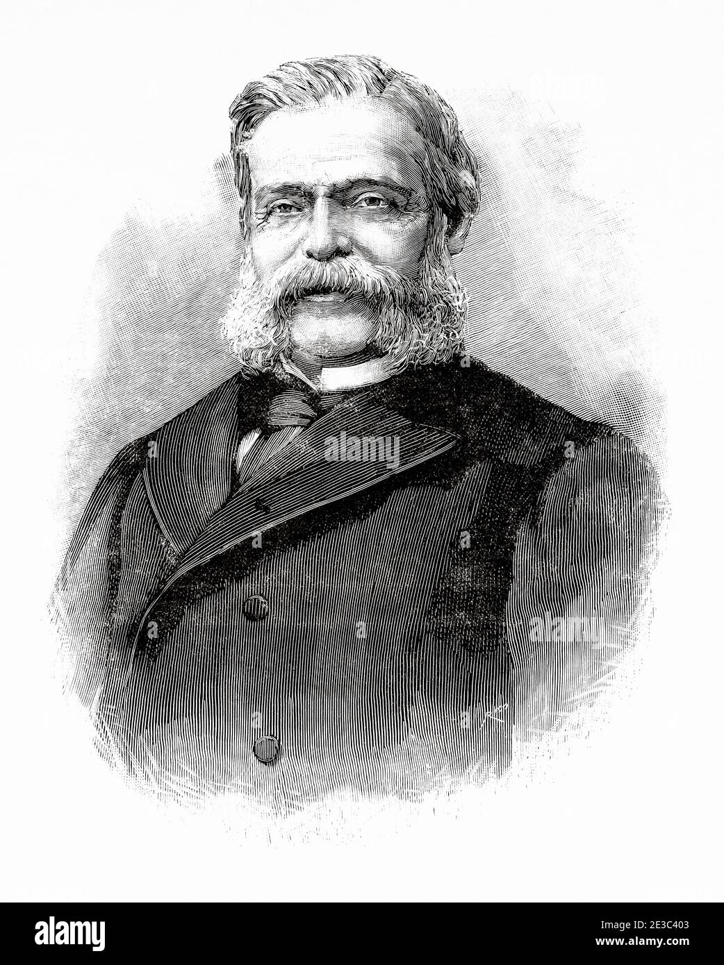 Portrait of Manuel María de Santa Ana (Seville 1820 - Madrid 1894) Journalist, playwright and Spanish politician, first Marquis of Santa Ana. Spain. Old XIX century engraved illustration from La Ilustracion Española y Americana 1894 Stock Photo