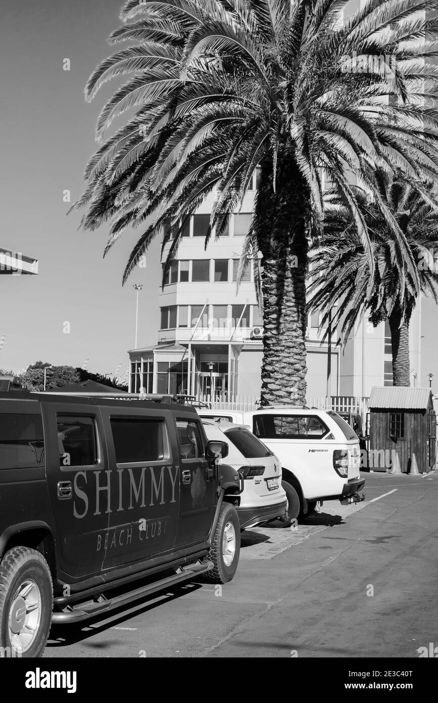CAPE TOWN, SOUTH AFRICA - Jan 05, 2021: Cape Town, South Africa - October 13, 2019: Outside front entrance of Shimmy Beach Club at the V&A Waterfront Stock Photo