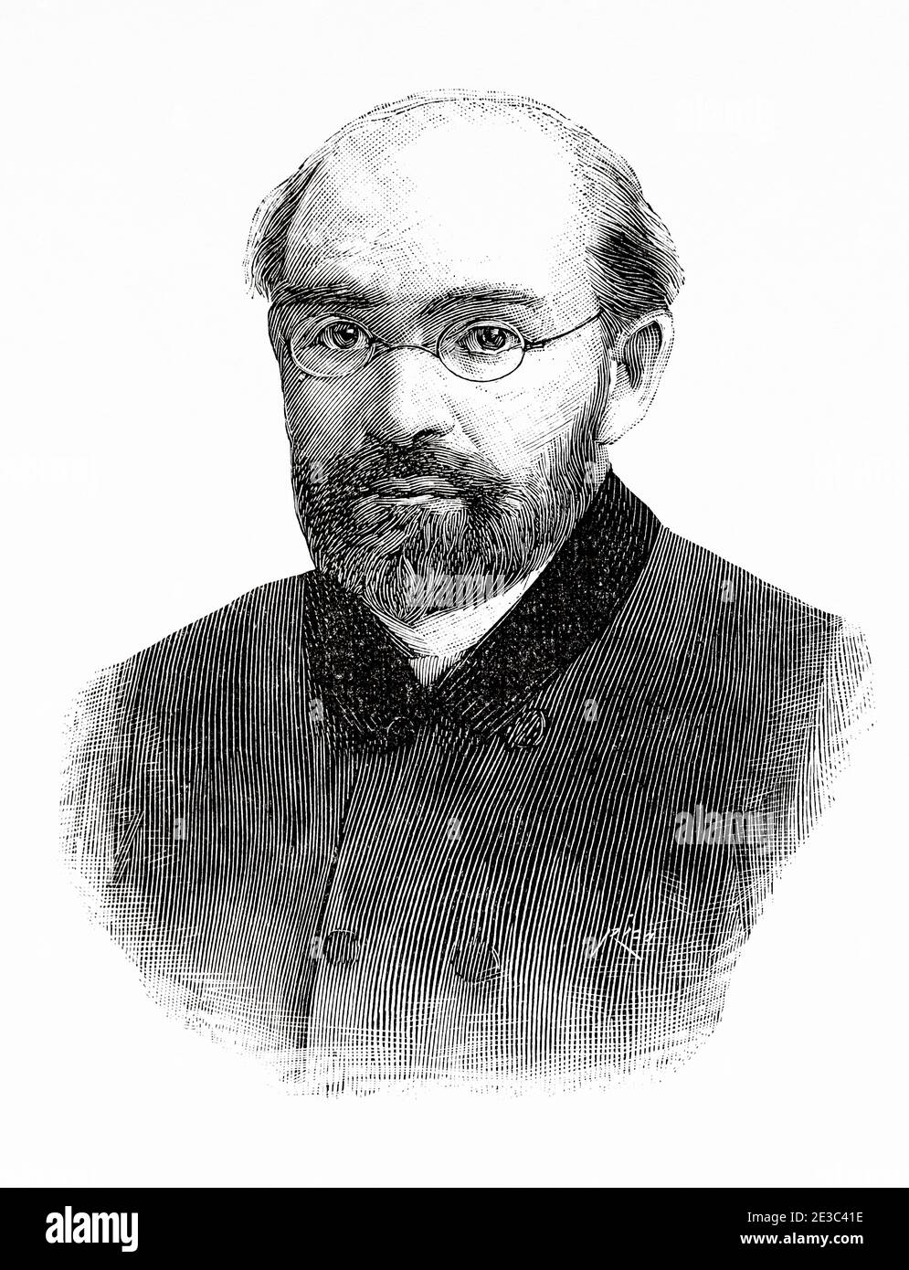 Portrait of Grigory Antonovich Zakharyin (1829 - 1897) scientist Member of Saint Petersburg Academy of Sciences, Russia. Old XIX century engraved illustration from La Ilustracion Española y Americana 1894 Stock Photo