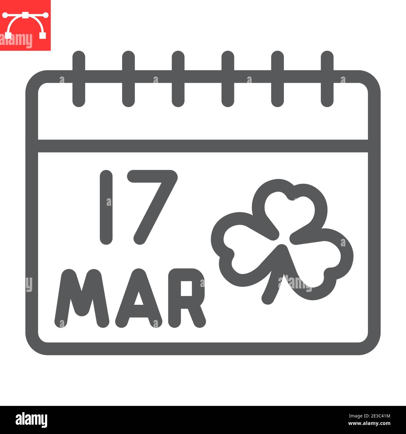 St Patricks day calendar line icon St Patricks day date and holiday