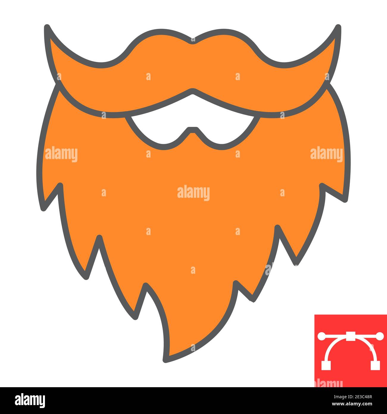 Leprechaun beard color line icon, St. Patricks day and holiday, mustache with beard vector icon, vector graphics, editable stroke filled outline sign Stock Vector