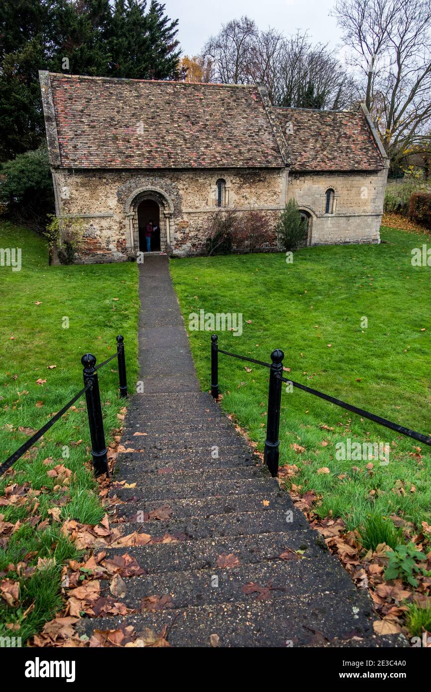Cambridge Leper Chapel, also known as Chapel of St Mary Magdalene, is one of the oldest complete surviving buildings in Cambridge, It dates from 1125 Stock Photo