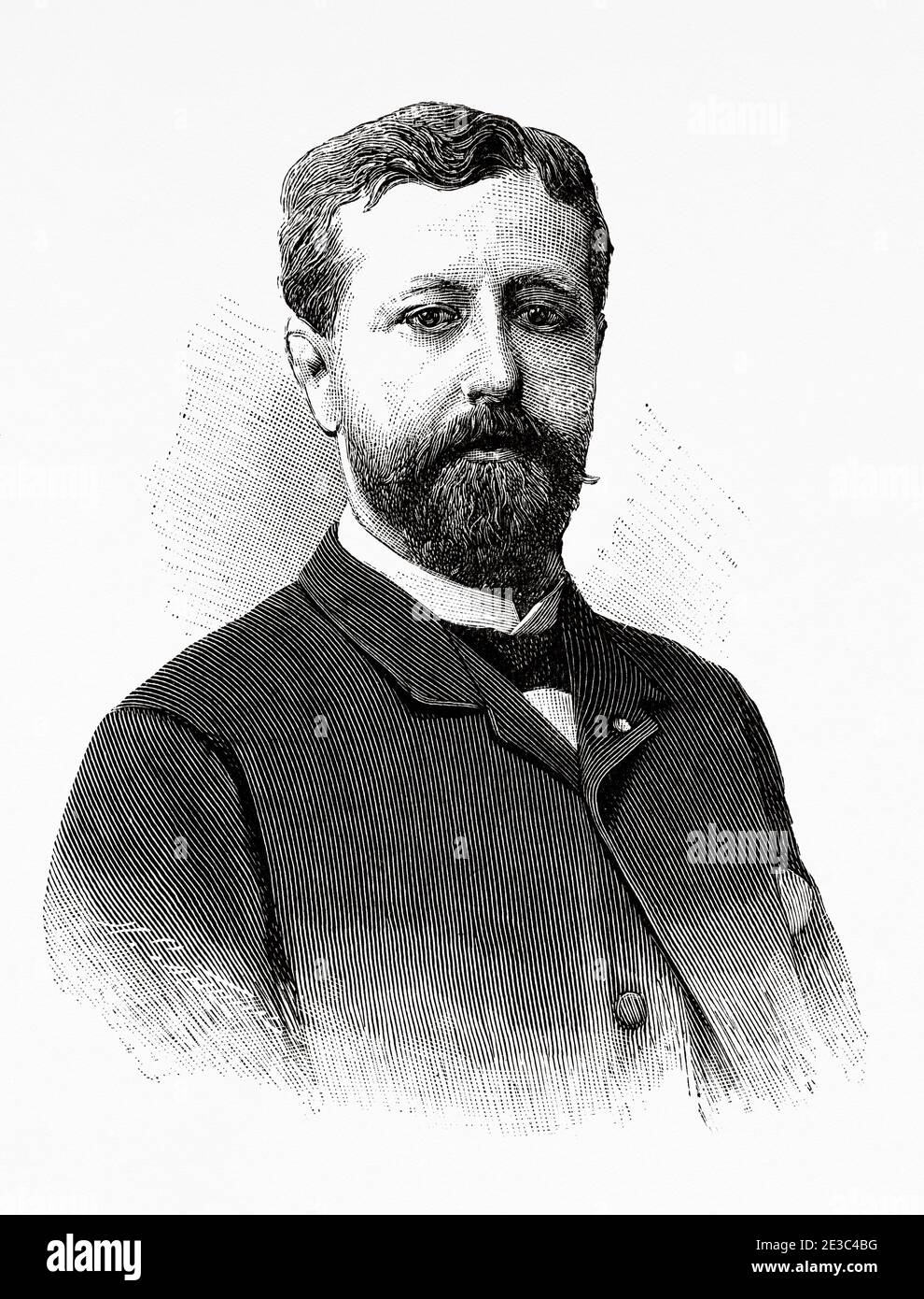 Portrait of Claudius Chervin, 1824-1896 French specialist in speech impediments, educationalist and therapist, founder of Institute of Stammering in Paris, France. Old XIX century engraved illustration from La Ilustracion Española y Americana 1894 Stock Photo