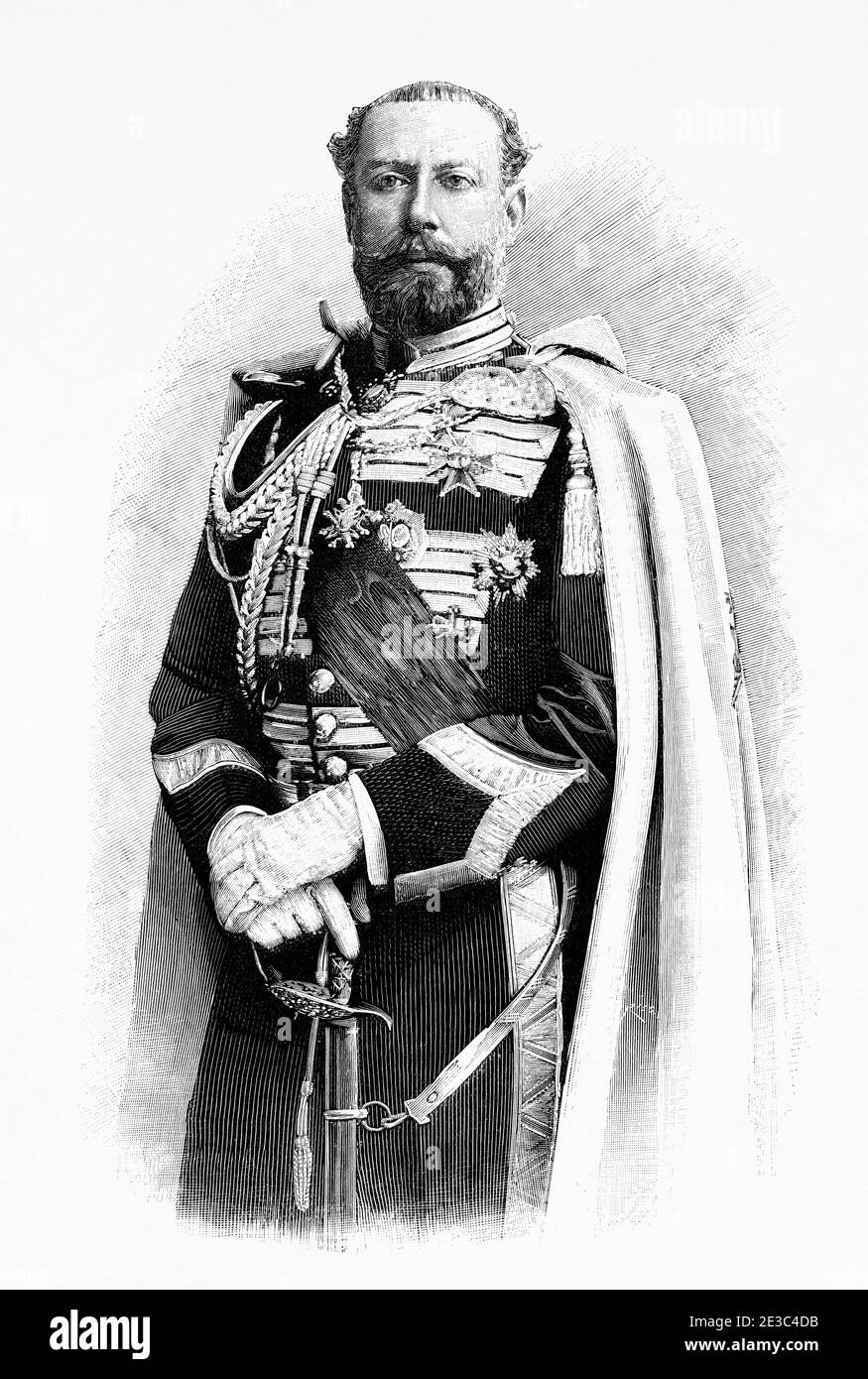 Portrait of José Mesía del Barco y Pando (Madrid 1819 - 1868) III Duke of Tamames, Spain. Old XIX century engraved illustration from La Ilustracion Española y Americana 1894 Stock Photo