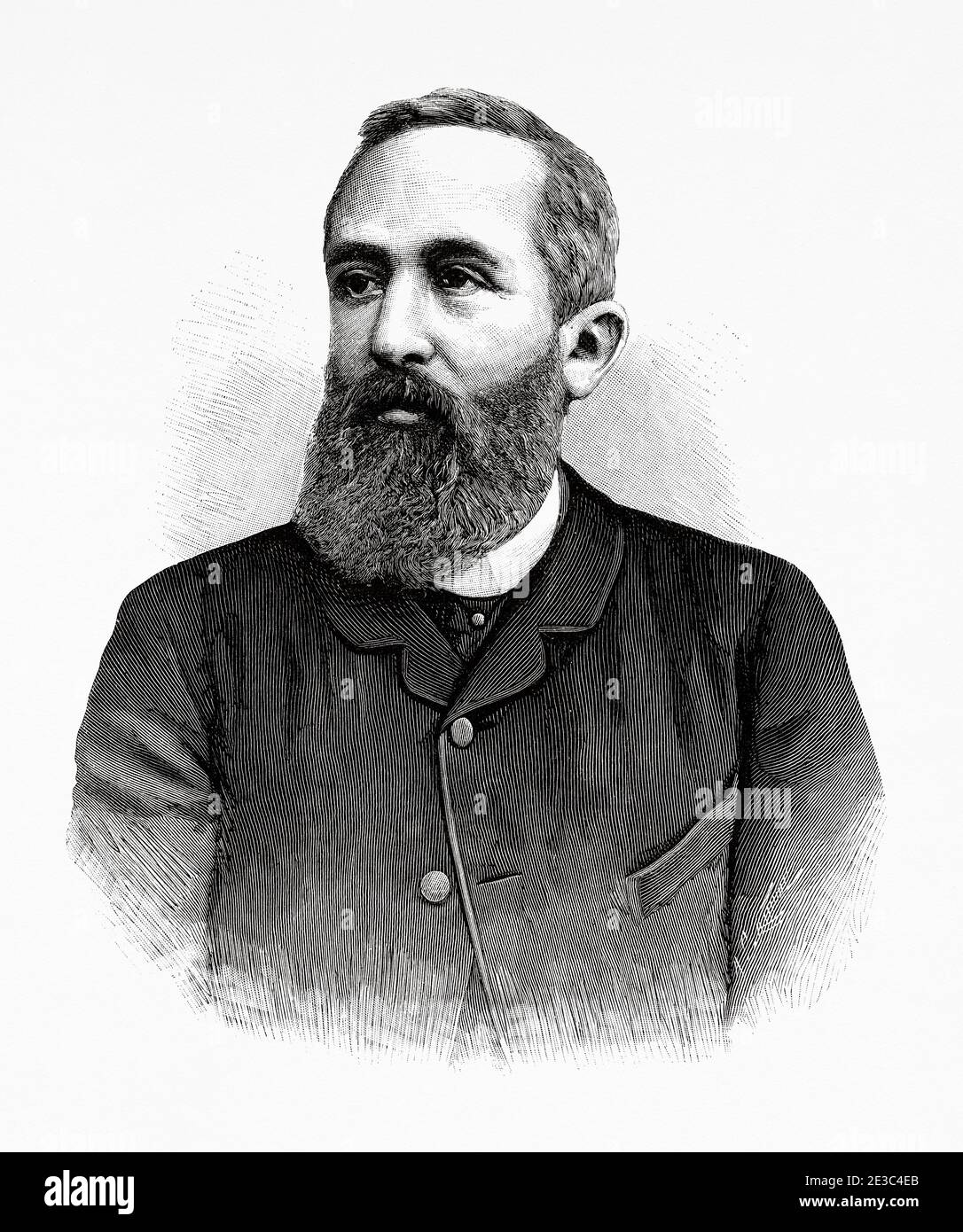 Portrait of Hermann Levi (Giessen 1839 - Munich 1900) was a German conductor, conductor of the Rotterdam, Karlsruhe and Munich operas. Germany. Old XIX century engraved illustration from La Ilustracion Española y Americana 1894 Stock Photo