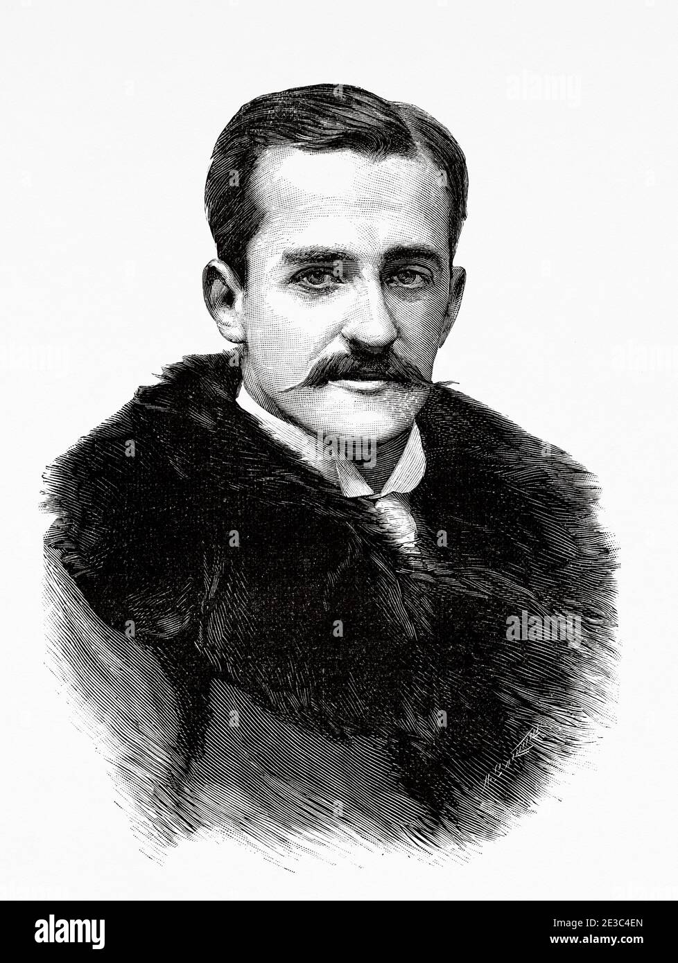 Portrait of Alvaro Figueroa y Torres (Madrid 1863-1950) Count of Romanones, Spanish lawyer, politician, mayor of the city of Madrid, Spain. Old XIX century engraved illustration from La Ilustracion Española y Americana 1894 Stock Photo