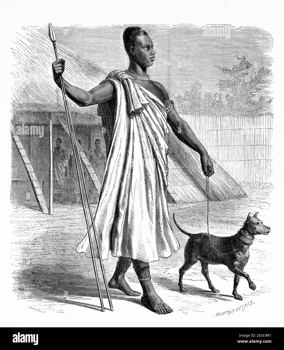 Mutesa I, King of Uganda from 1856 to 1884, Africa. Old XIX century engraved from Le Tour du Monde 1864 Stock Photo
