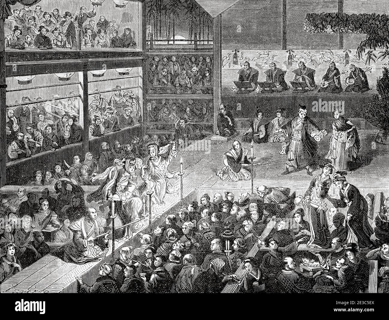 Traditional japanese theater. Dance scene at a theatre in Tokyo, Japan