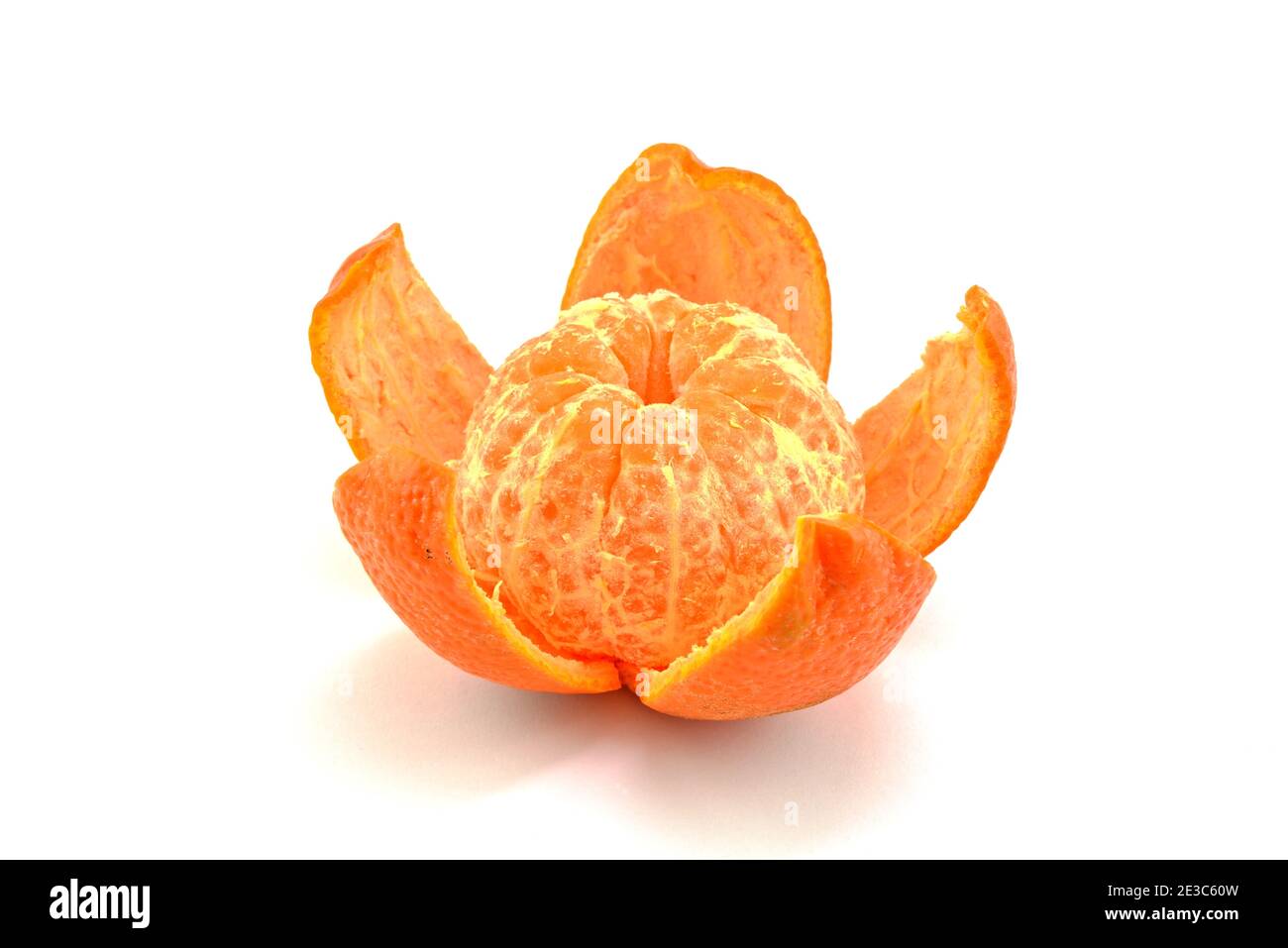 Peeled orange Mandarin (Clementine). Separated on white background. Stock Photo