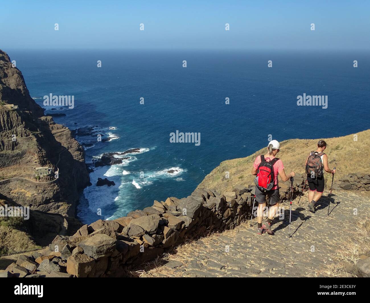 Cape Verde, Santo Antao, walking tour, couple, two persons, hiking. Stock Photo