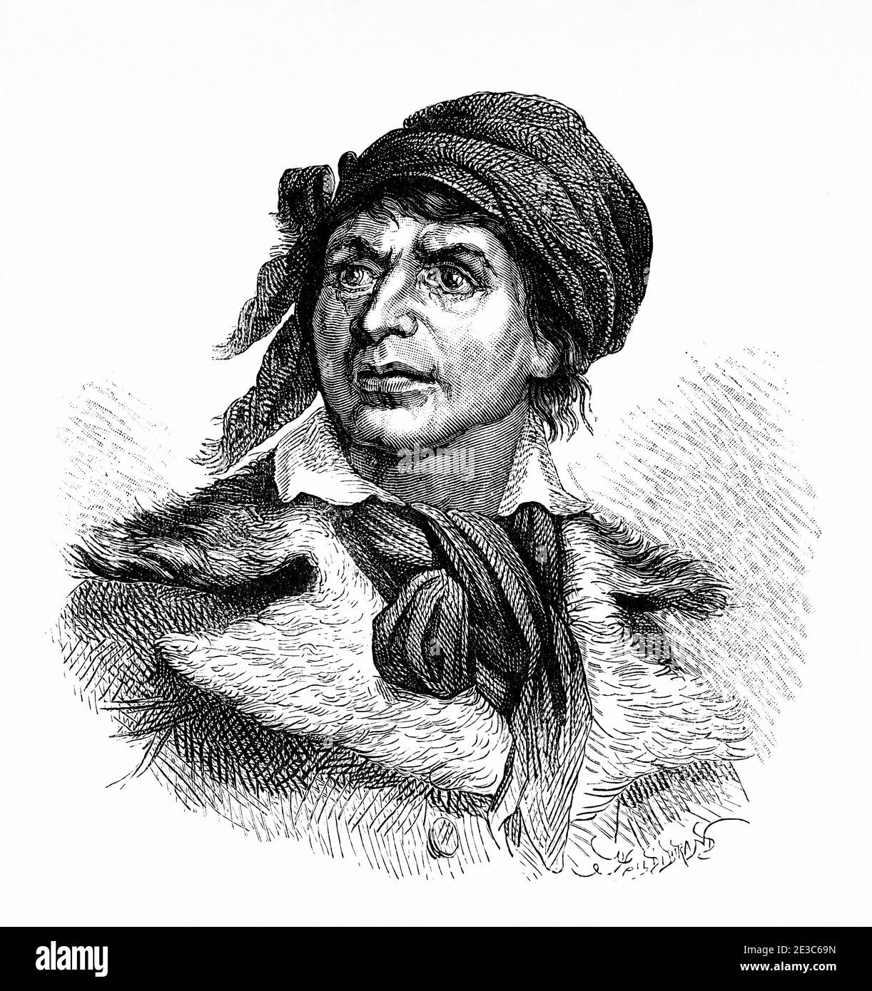 Portrait of Jean-Paul Marat (1743-1793) French politician, physician and journalist. France. Old XIX century engraving illustration. Les Français Illustres by Gustave Demoulin 1897 Stock Photo
