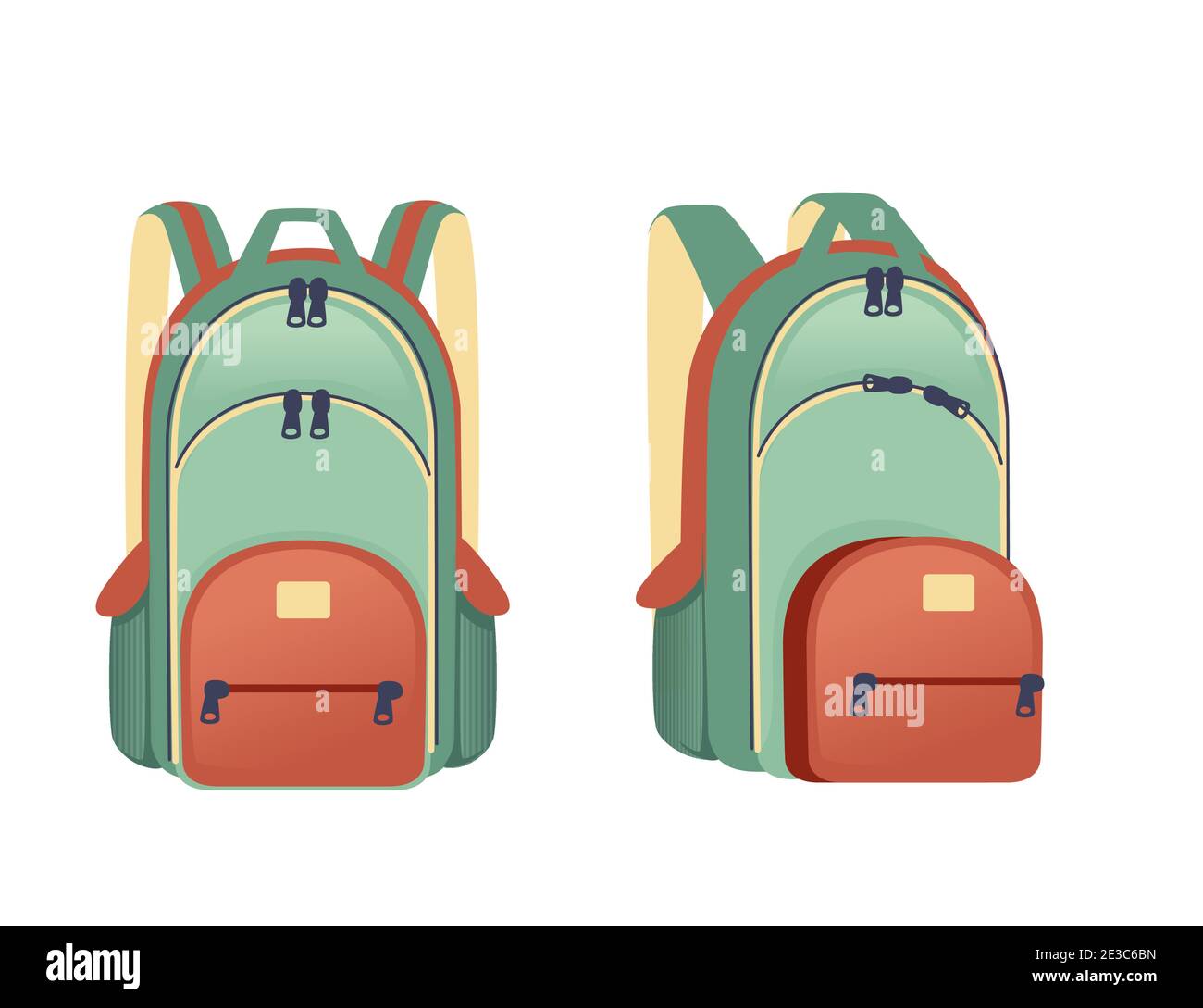 Green backpack for daily usage casual design flat vector illustration